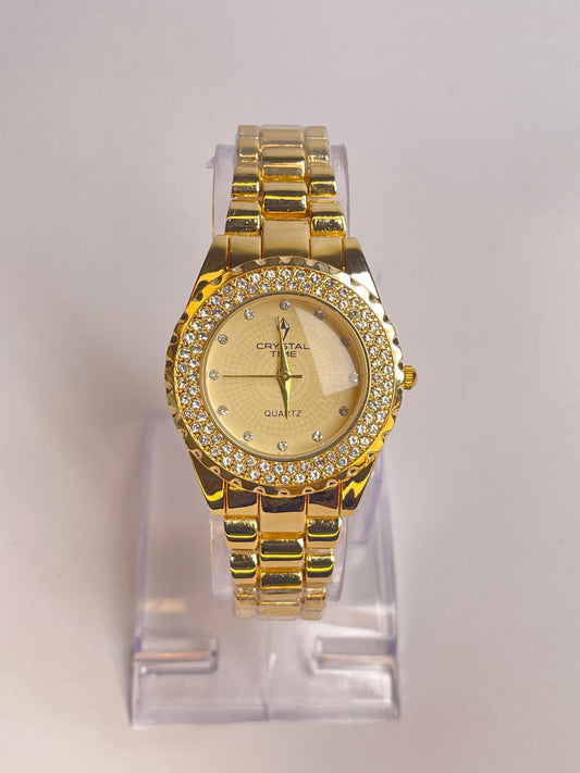 Veloura  Golden Dial Stainless Steel Watch